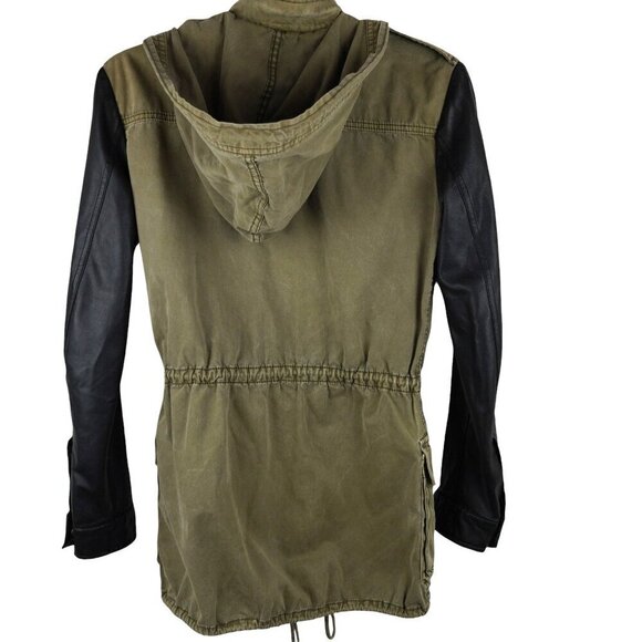 Aritzia Talula XXXS Green & Black Hooded Utility Jacket With Drawstring Waist - Picture 5 of 8